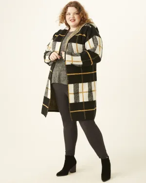 Lottie Plaid Long Cardigan | Black / Yellow