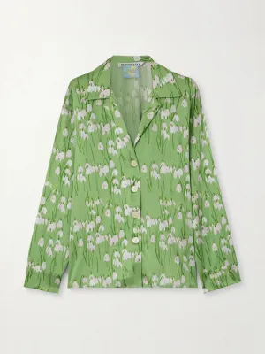 Louis floral-print stretch-silk pyjama shirt