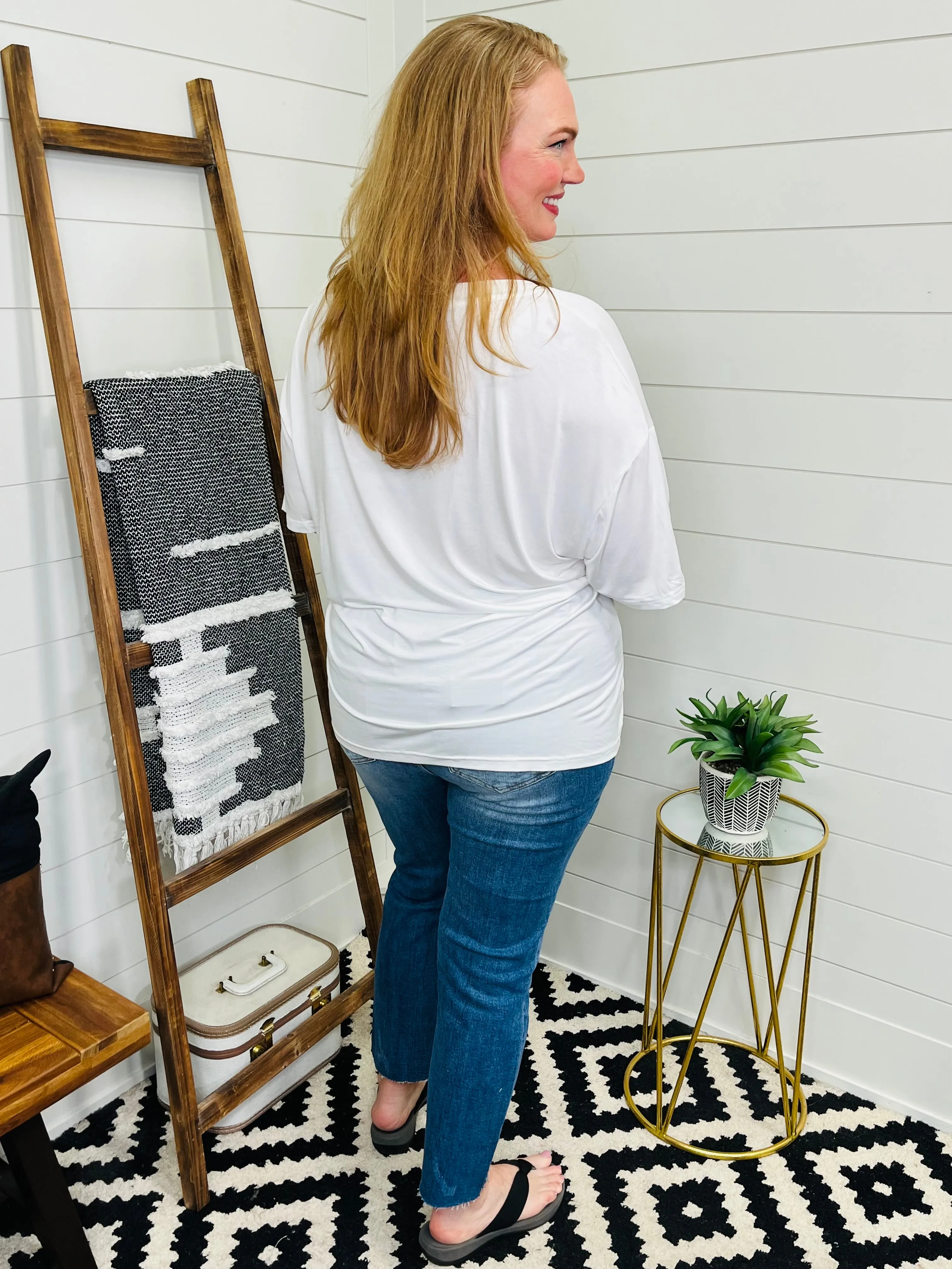 Love Lindsey Bamboo V Neck Drop Shoulder Tee