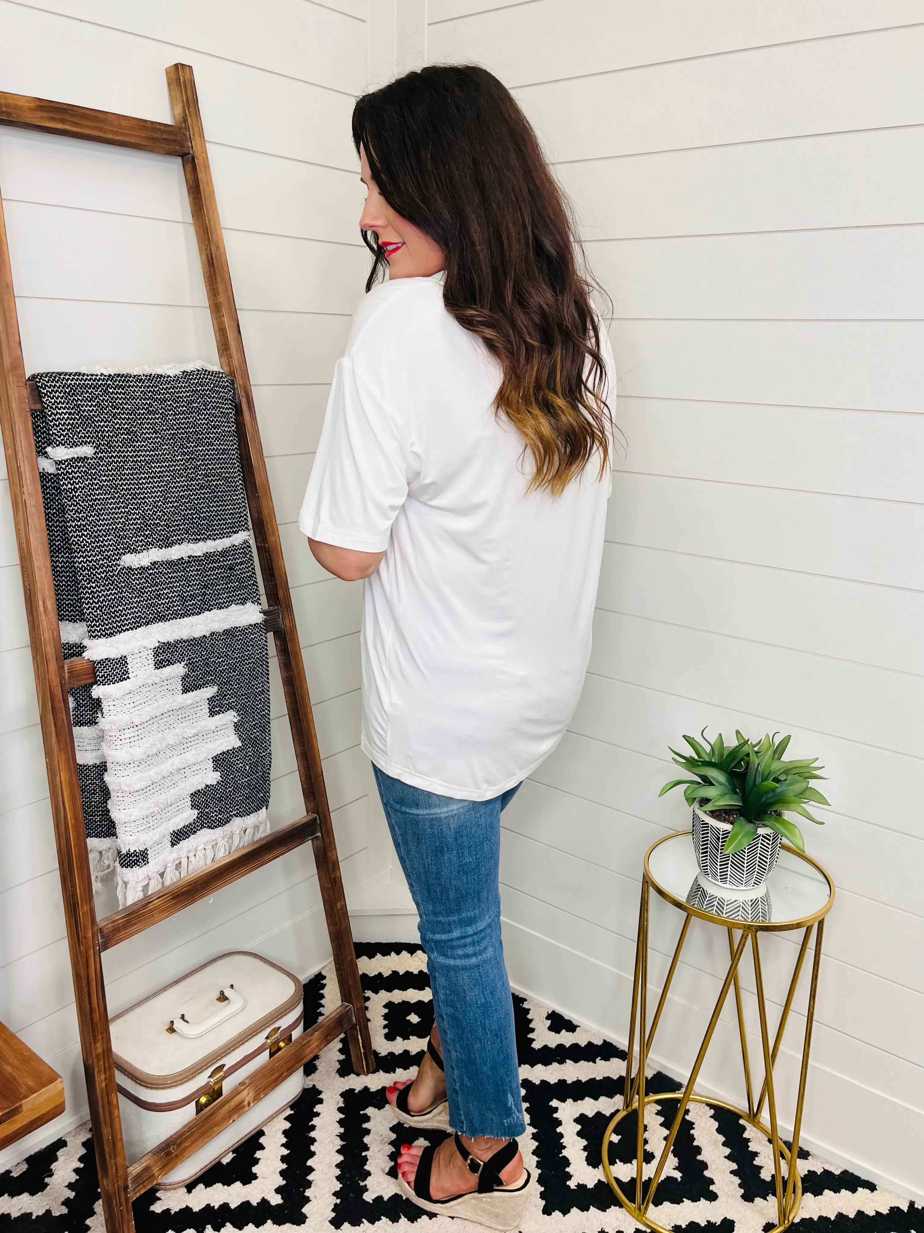 Love Lindsey Bamboo V Neck Drop Shoulder Tee