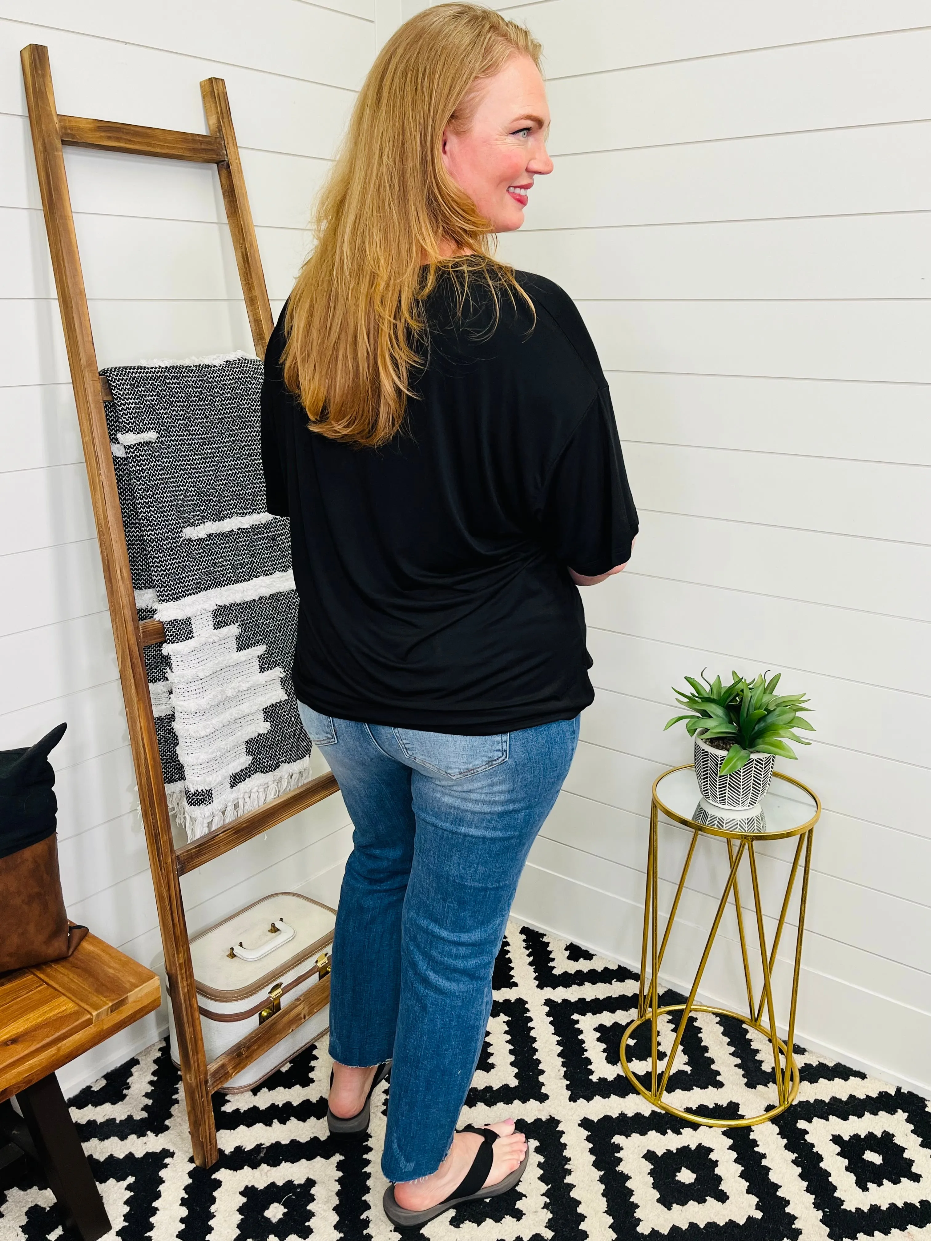 Love Lindsey Bamboo V Neck Drop Shoulder Tee