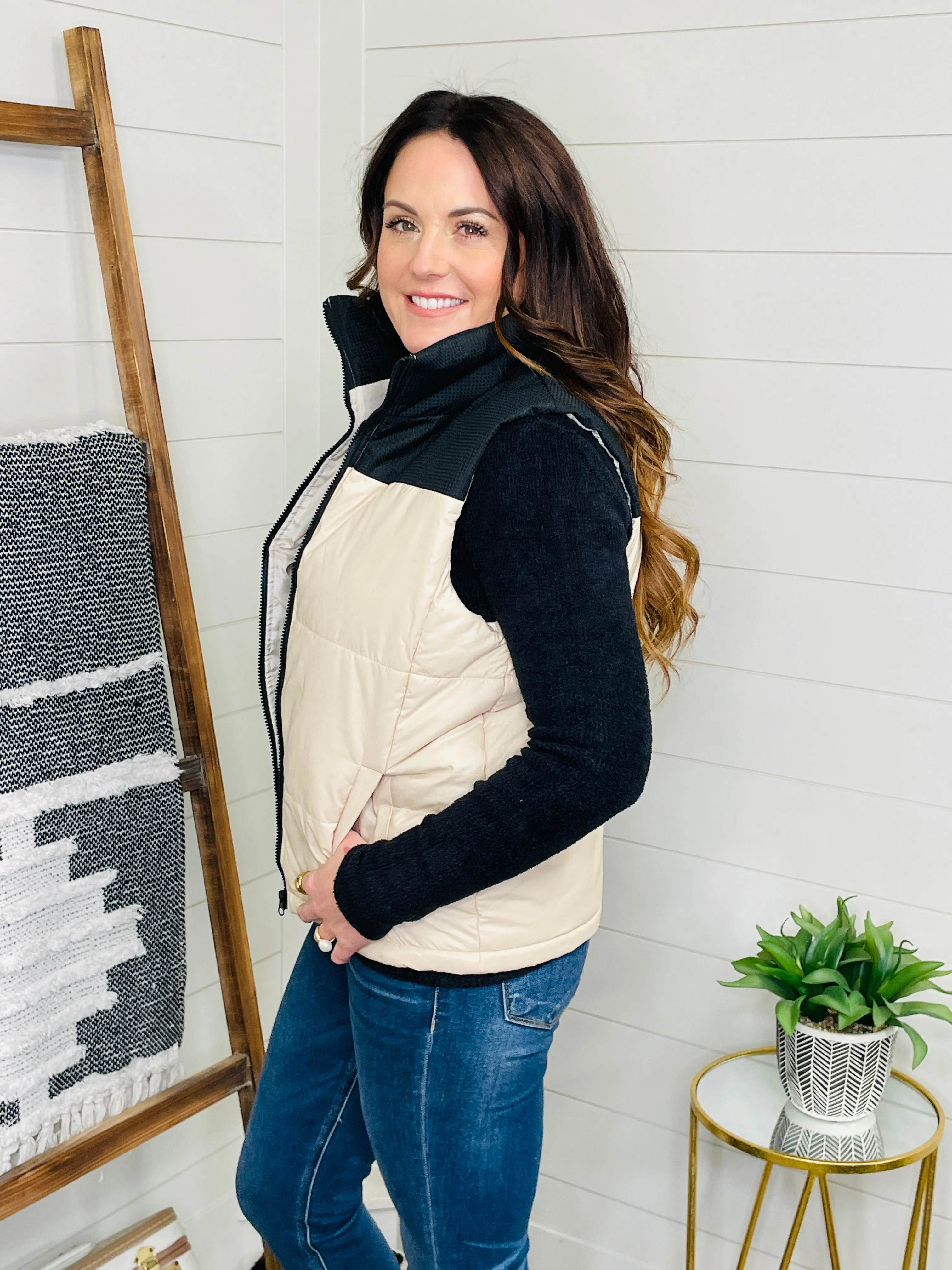 Love Lindsey Two Tone Textured Puff Vest