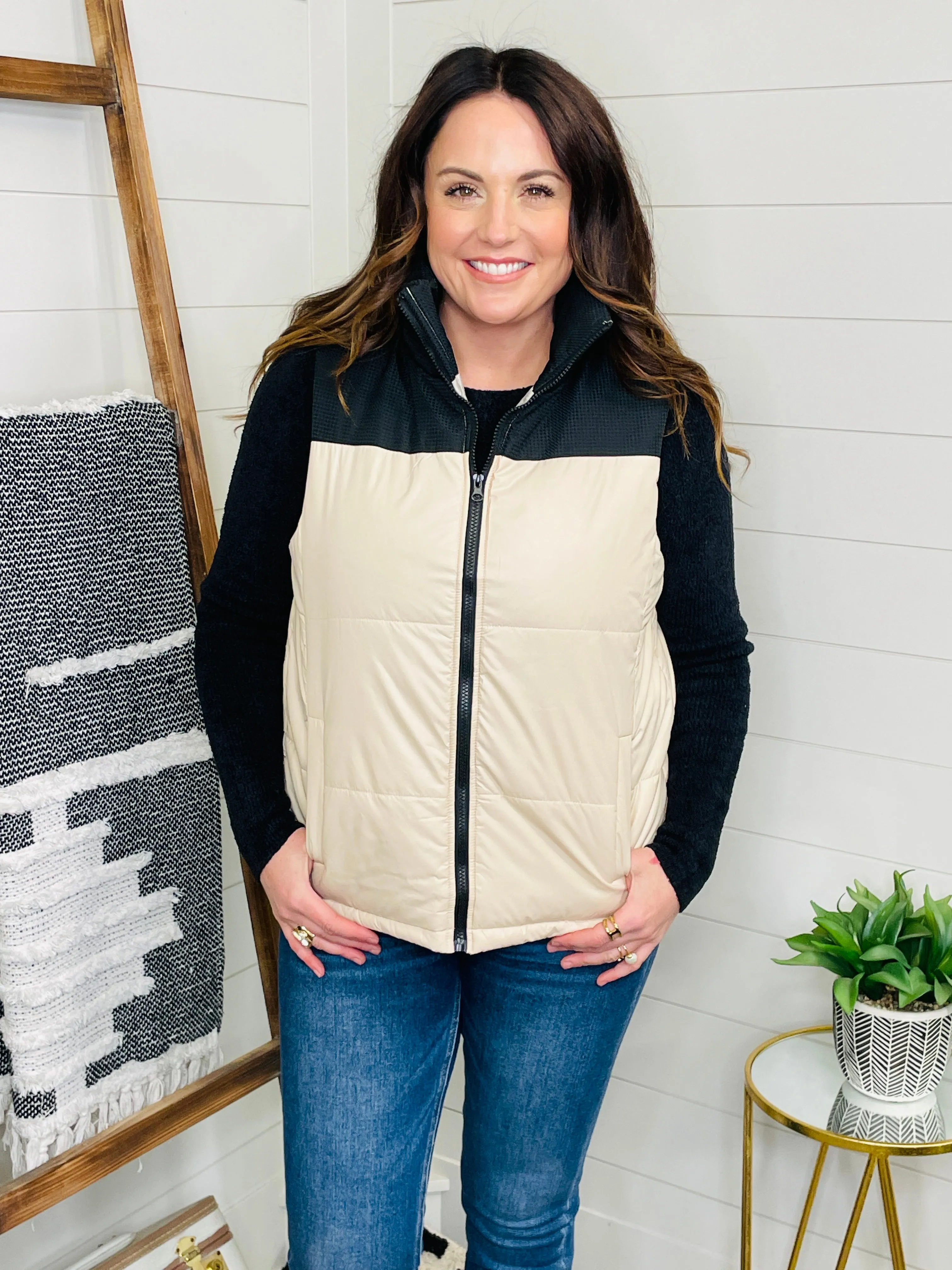 Love Lindsey Two Tone Textured Puff Vest