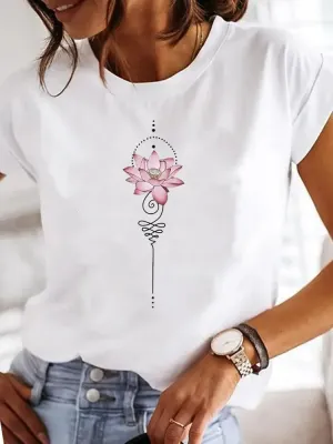 Love Pattern Summer Short Sleeved Breathable Fresh Comfortable Girls T-Shirt