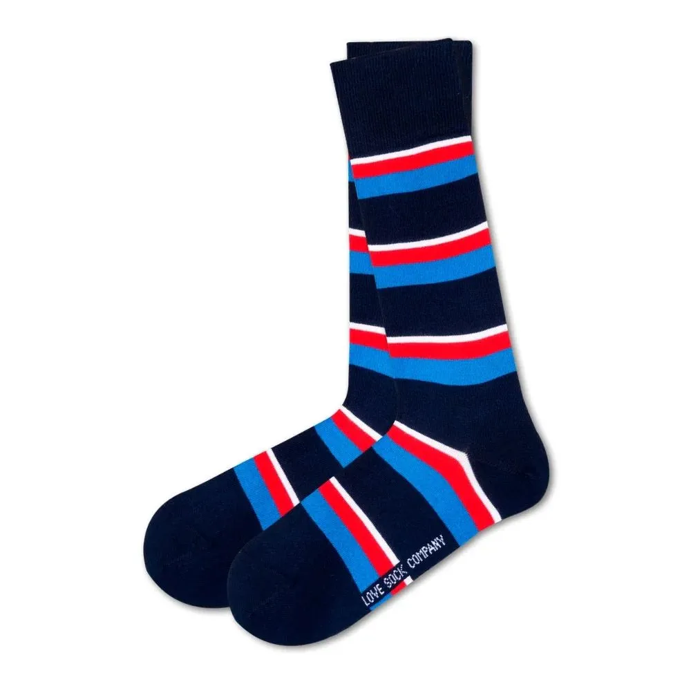 Love Sock Company Colorful Fun Striped Patterned Men's Dress Socks New York (M)