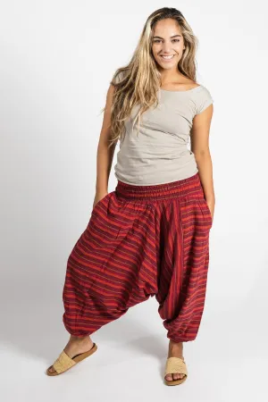 Low Crotch Pants - Striped Red