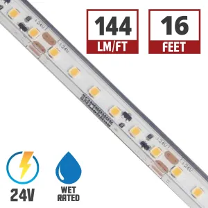 LTR-P Pro Wet Location LED Tape Light, 16ft Reel, 5000K, 144 Lumens per Ft, 1.5 watts per Ft, 24V