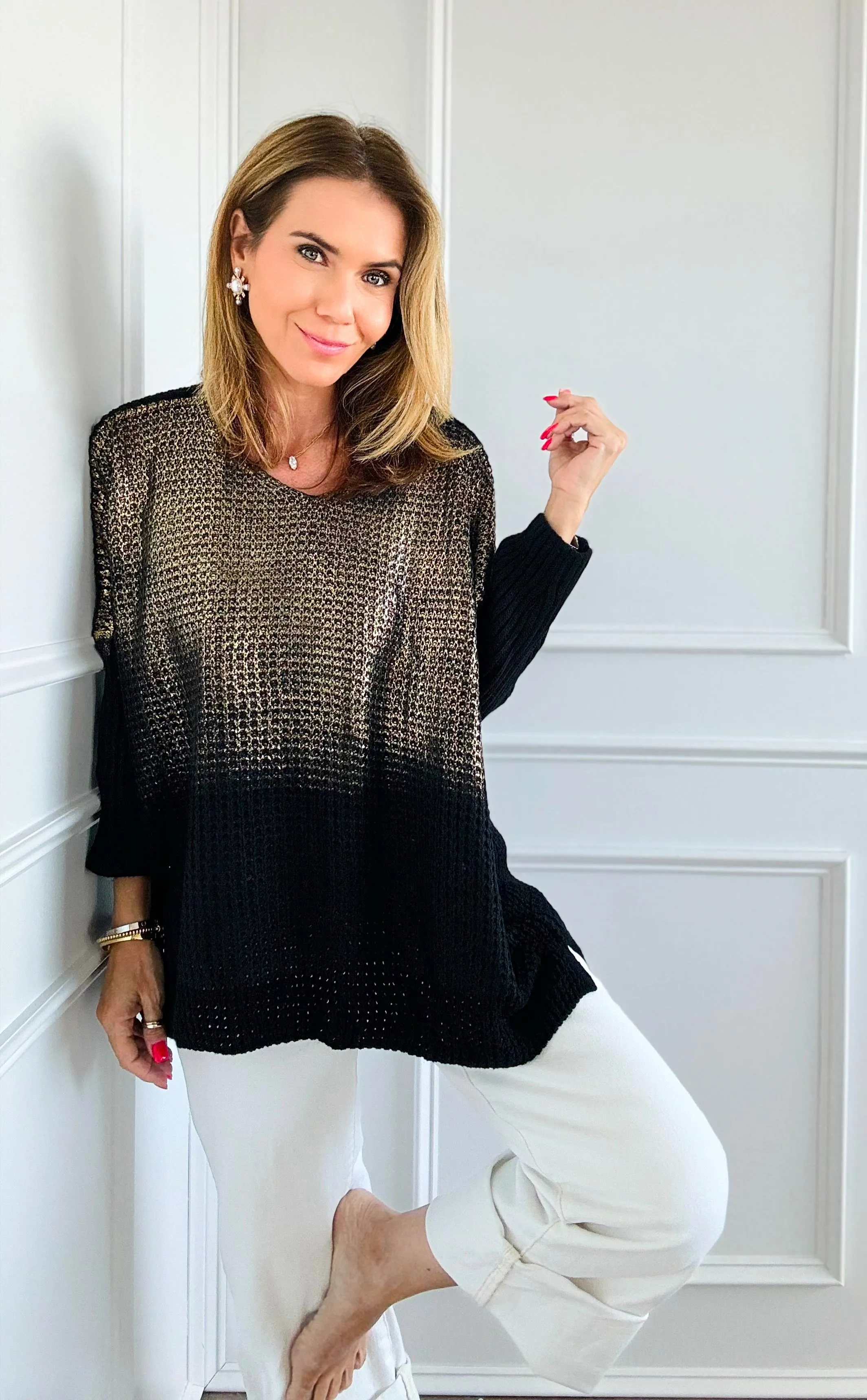 Luminous Italian Sweater- Black/Gold