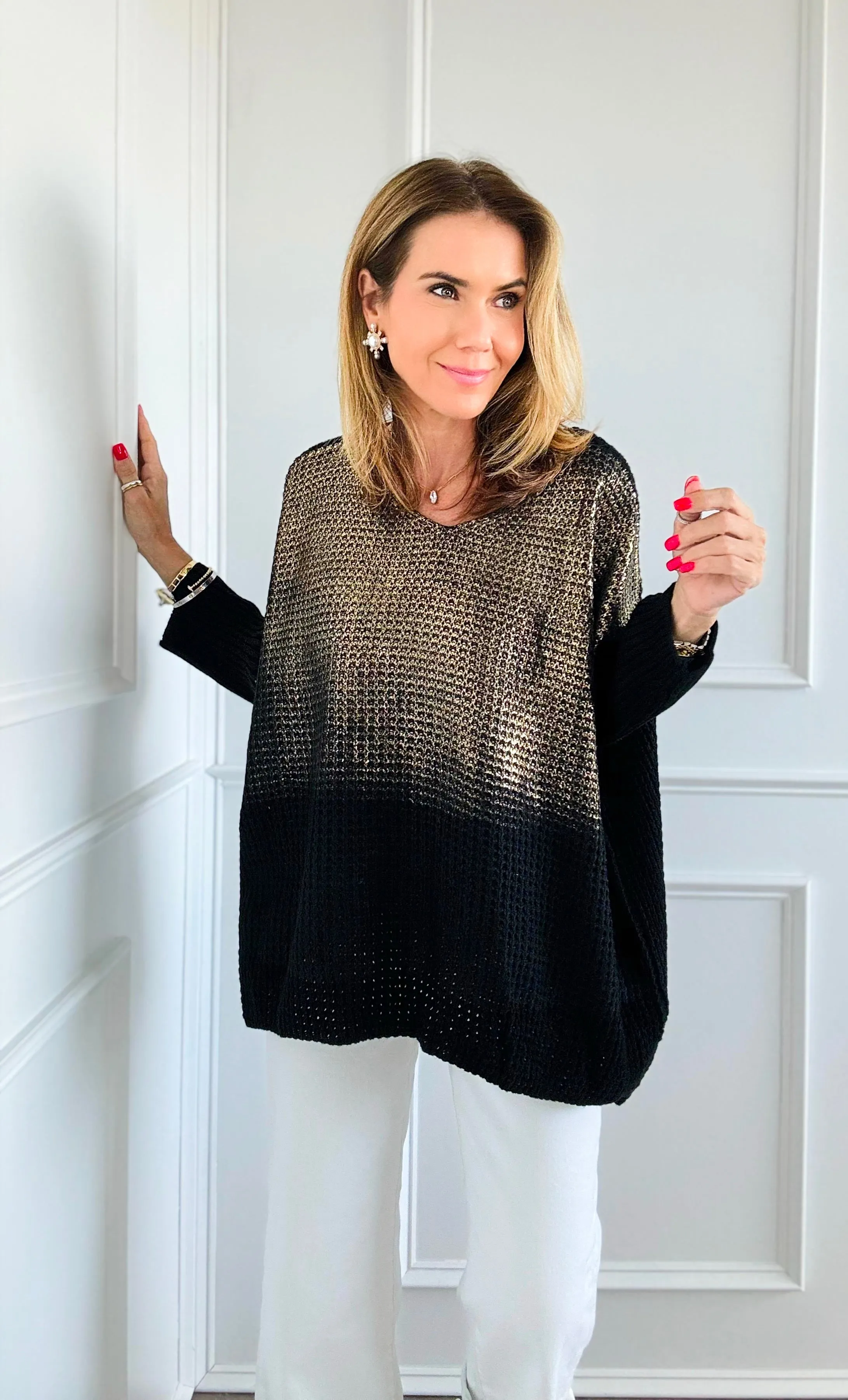 Luminous Italian Sweater- Black/Gold