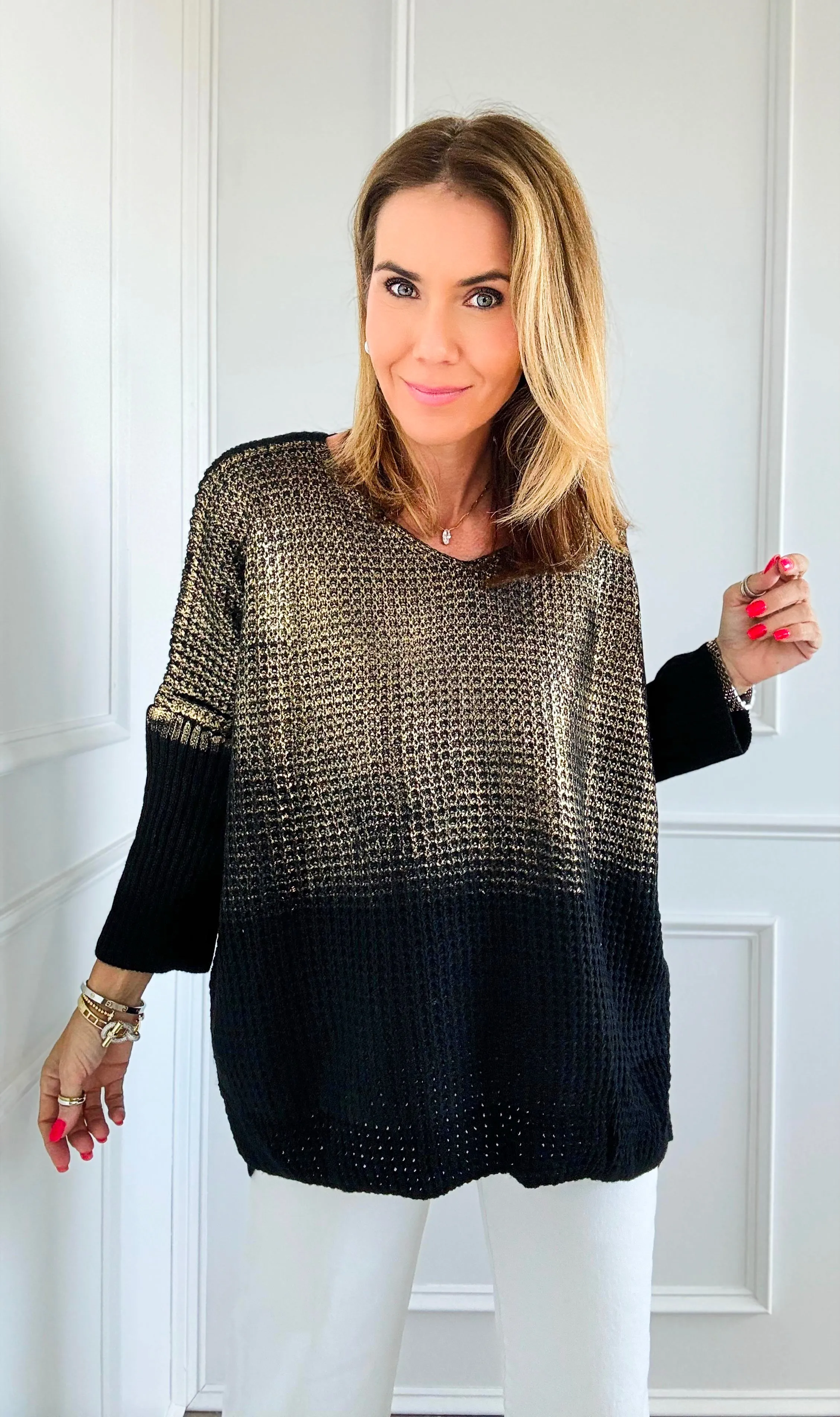 Luminous Italian Sweater- Black/Gold