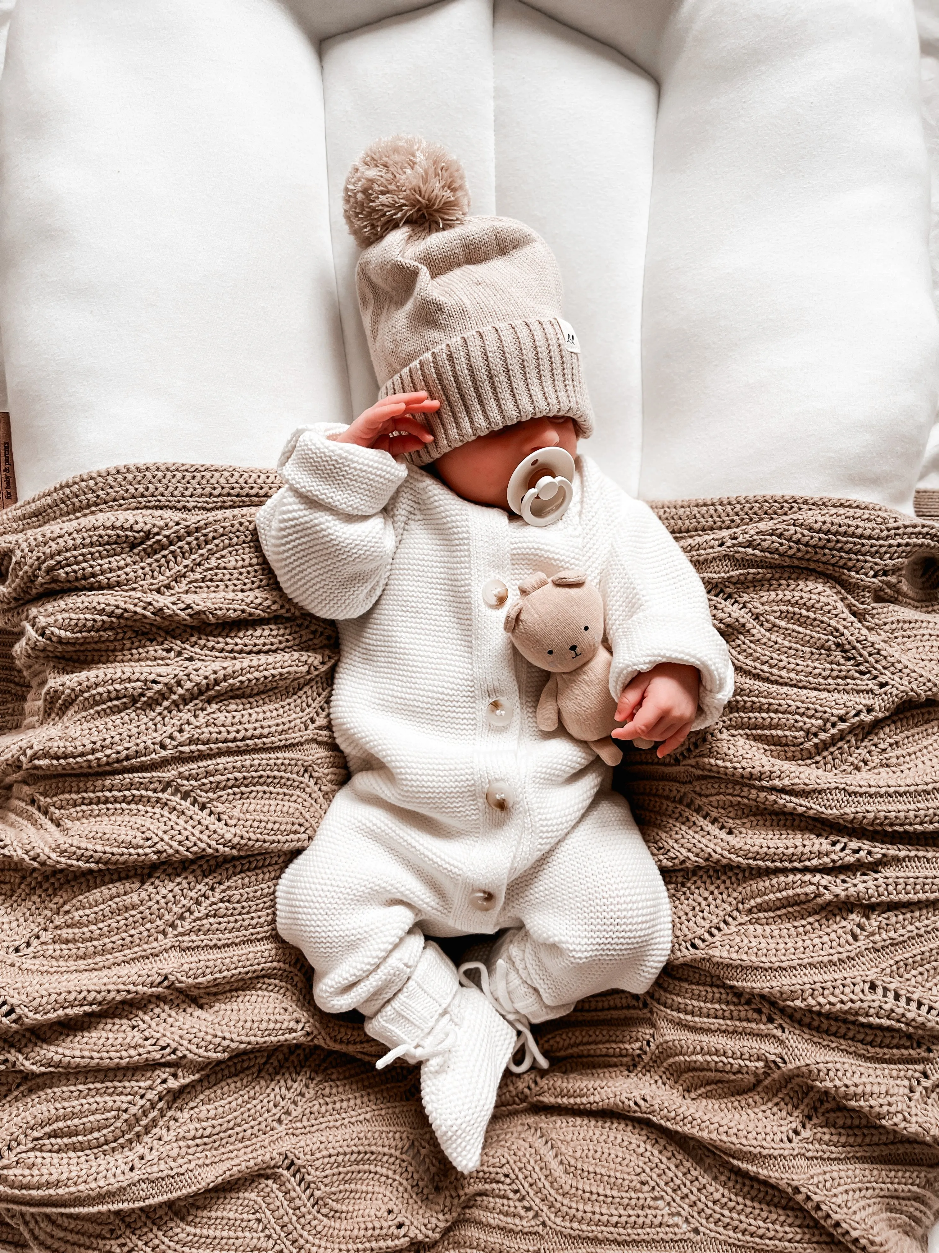 Luna   Luca Classic Purl Knit Jumpsuit | White