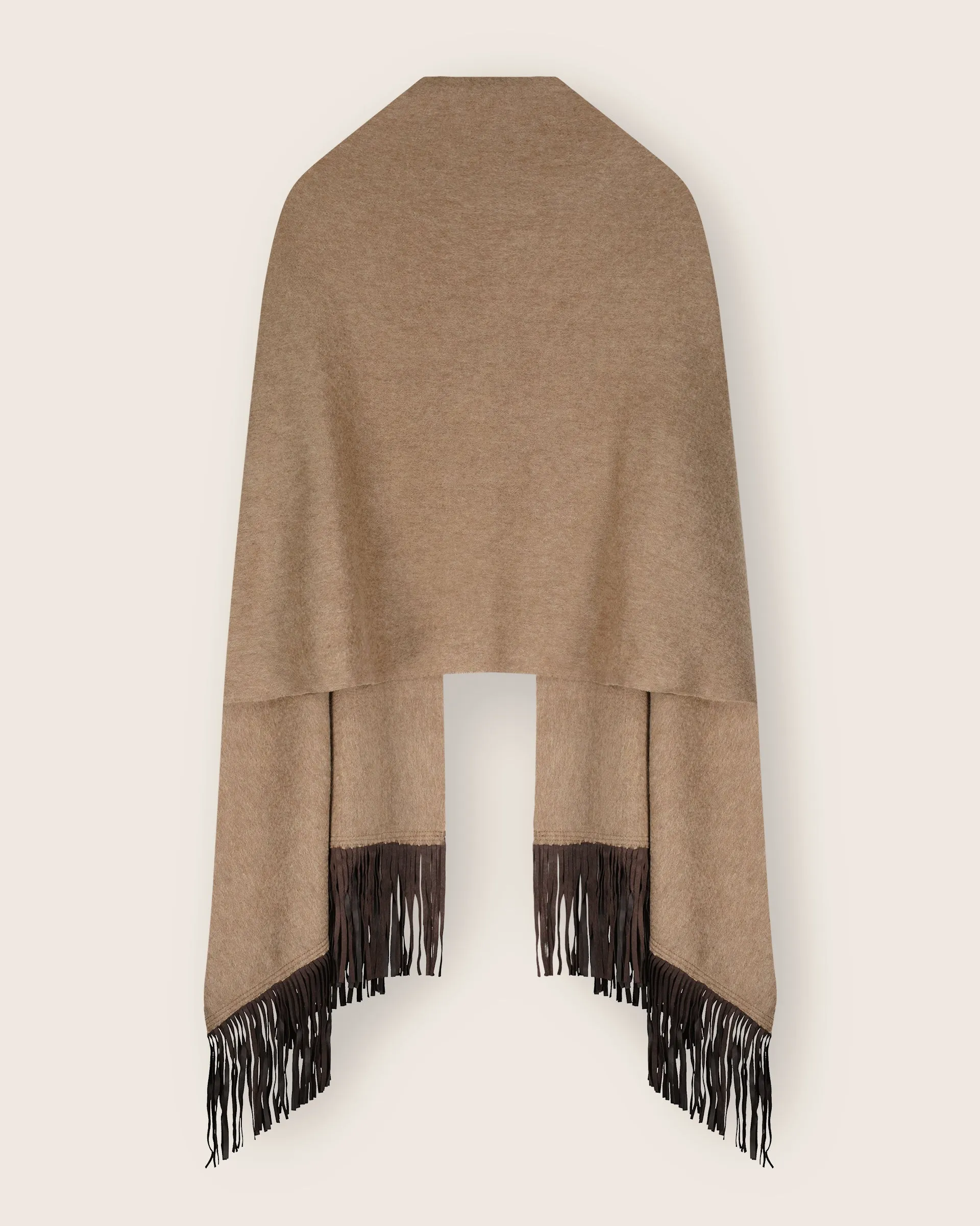 Luxe Leather Fringe Cashmere Wrap