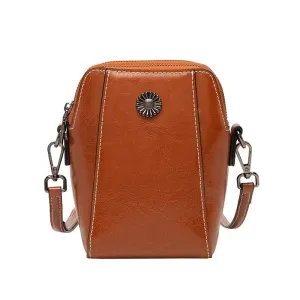 Luxe Leather Square Thread Pattern Shoulder Bag