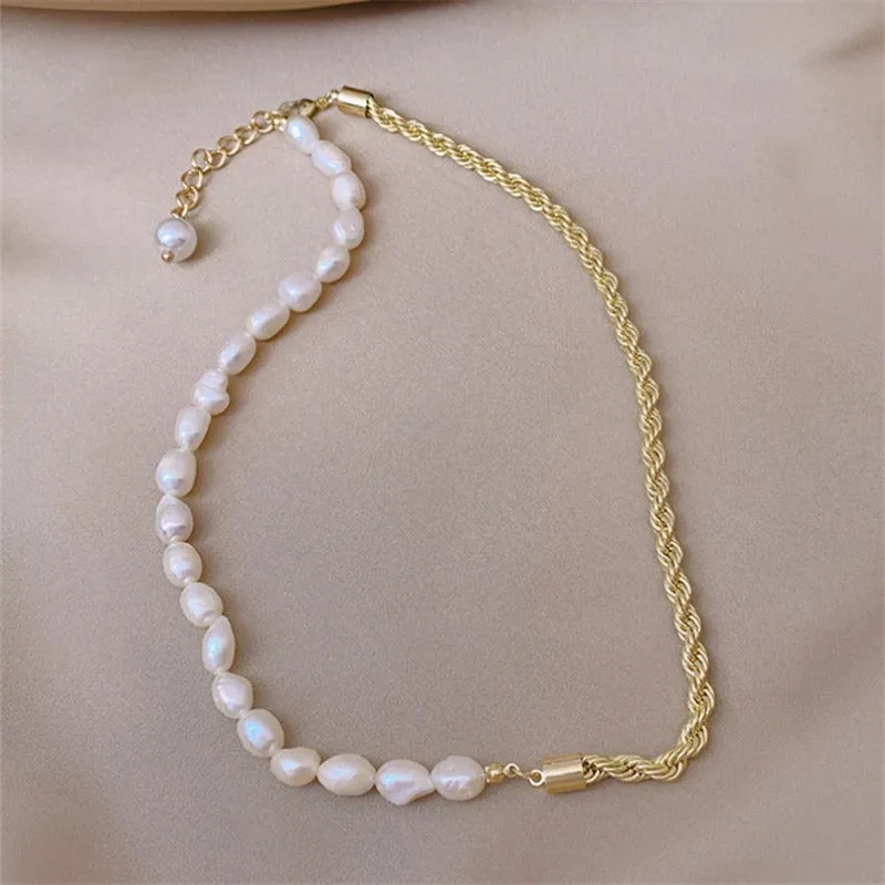 Luxurious Multi-Style Pearl Accented Chain with Heart Pendant Necklaces