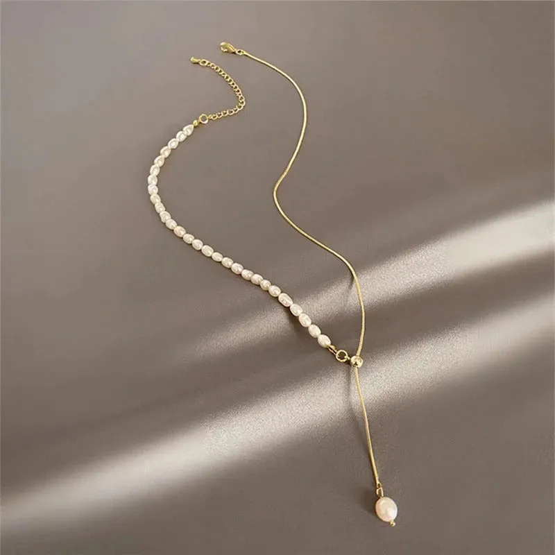 Luxurious Multi-Style Pearl Accented Chain with Heart Pendant Necklaces