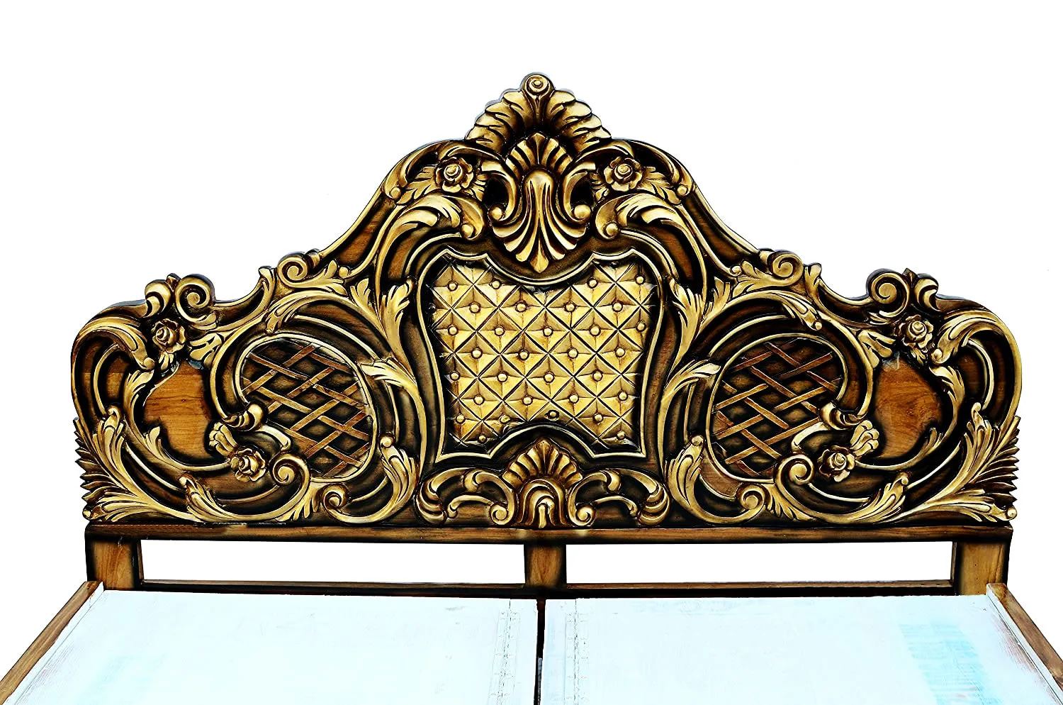 Luxury Modern Style Solid Teak Wood Hand Carving Bed