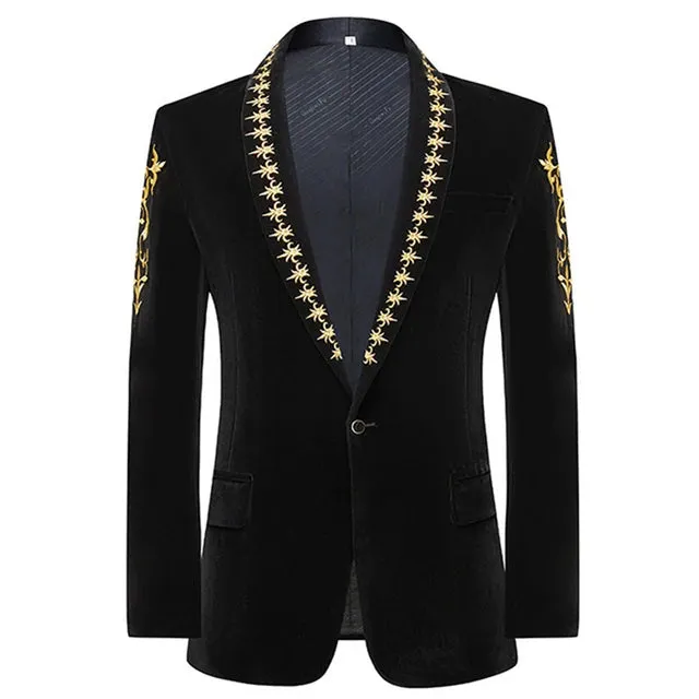 Luxury Rhinestone Embroidery Velvet Blazer