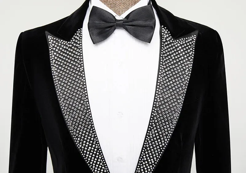 Luxury Rhinestone Embroidery Velvet Blazer