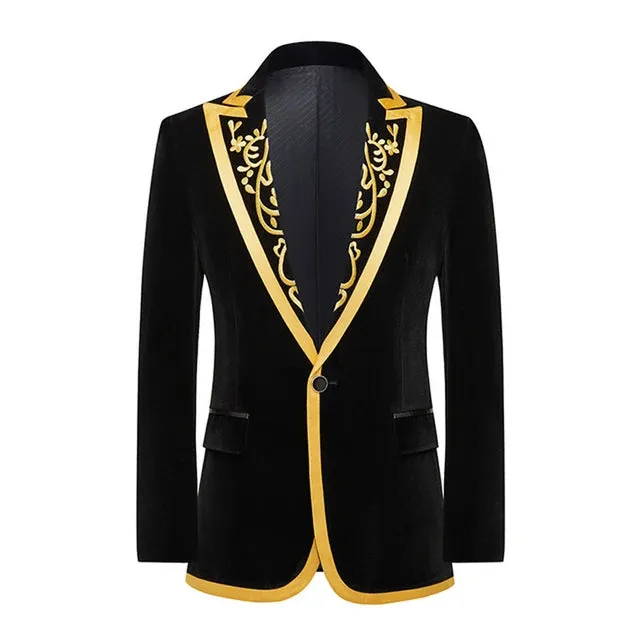 Luxury Rhinestone Embroidery Velvet Blazer
