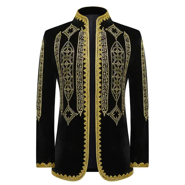 Luxury Rhinestone Embroidery Velvet Blazer