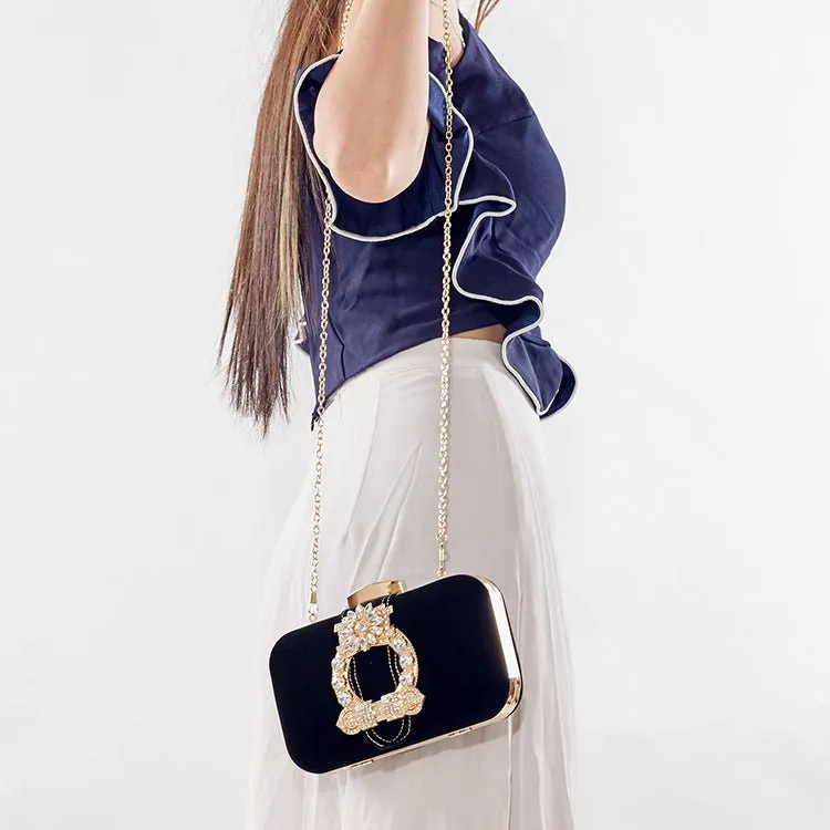 Luxy Moon Gorgeous Rhinestone Velvet Evening Clutch