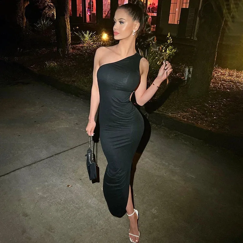 LVSANW CUTENOVA Women Slash Neck Dress Halter Sleeveless Backless Dress Pearl Strap Noble Elegant Dresses Party Evening Gowns