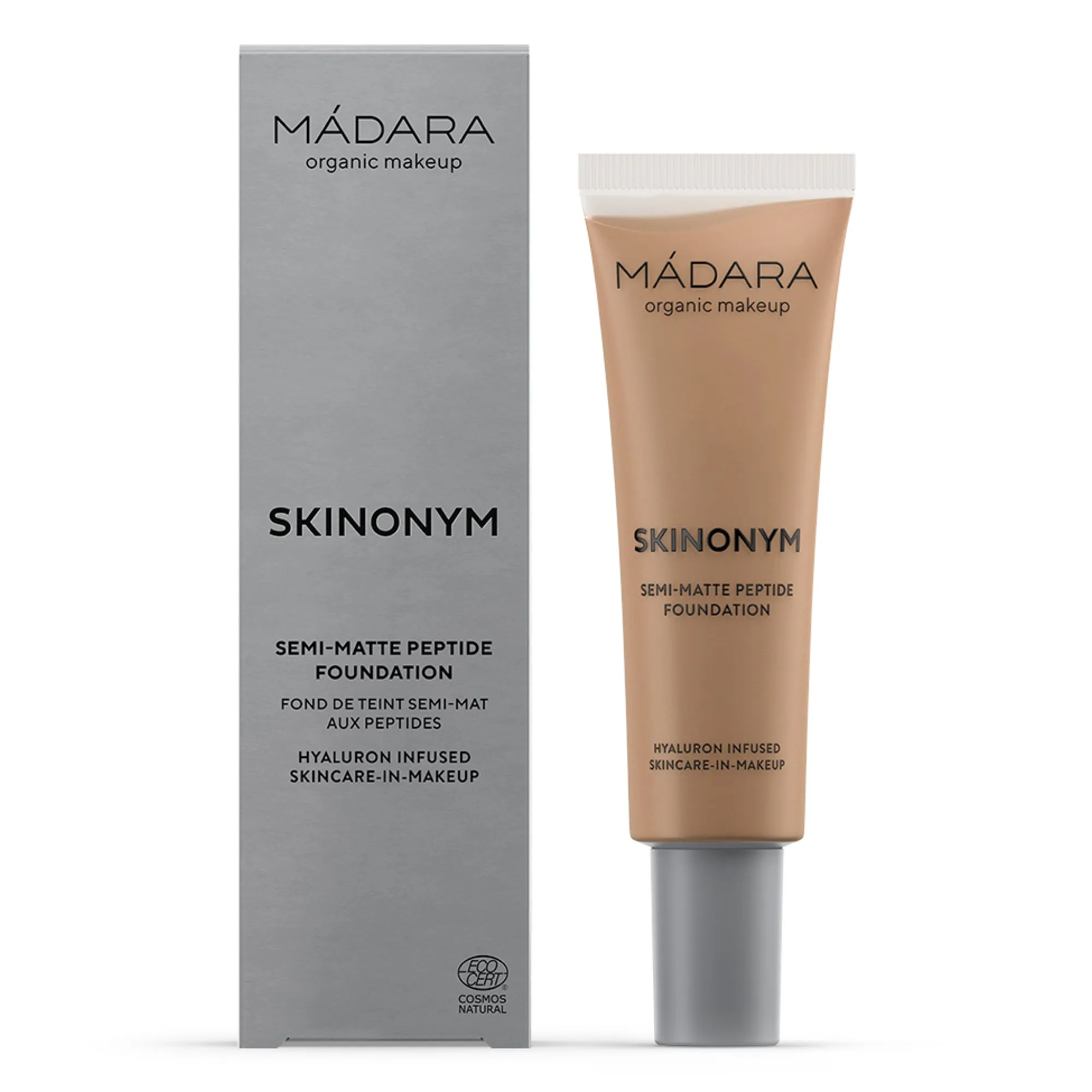 MADARA SKINONYM Semi-Matte Peptide Foundation, #65 WARM TAN 30ml