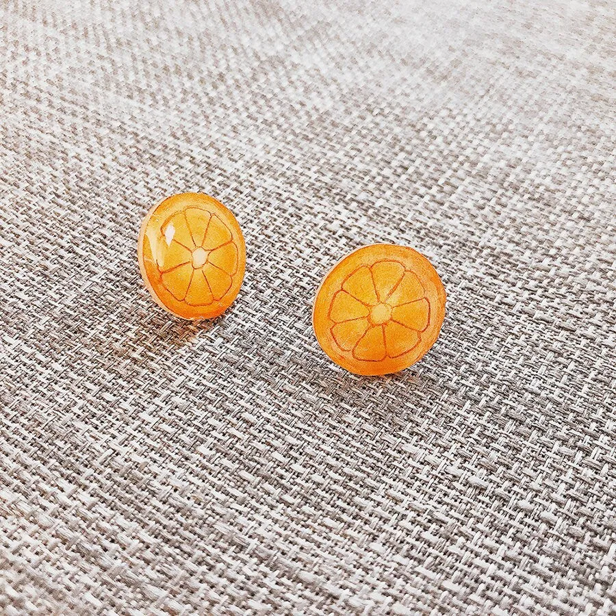 Magik "Orange Slice" Shrinky Dink Stylish Ear Stud