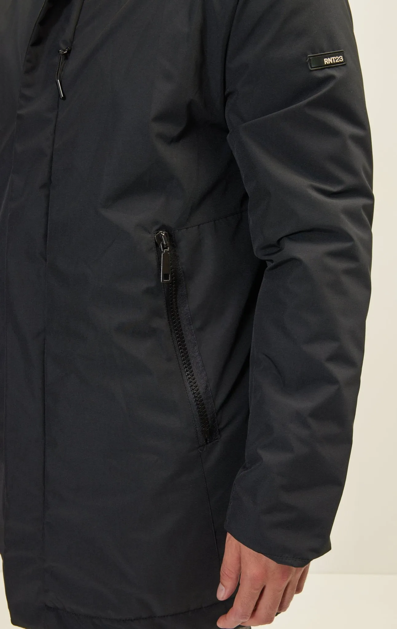 Magnet And Zipper Closer Padded Coat - Black
