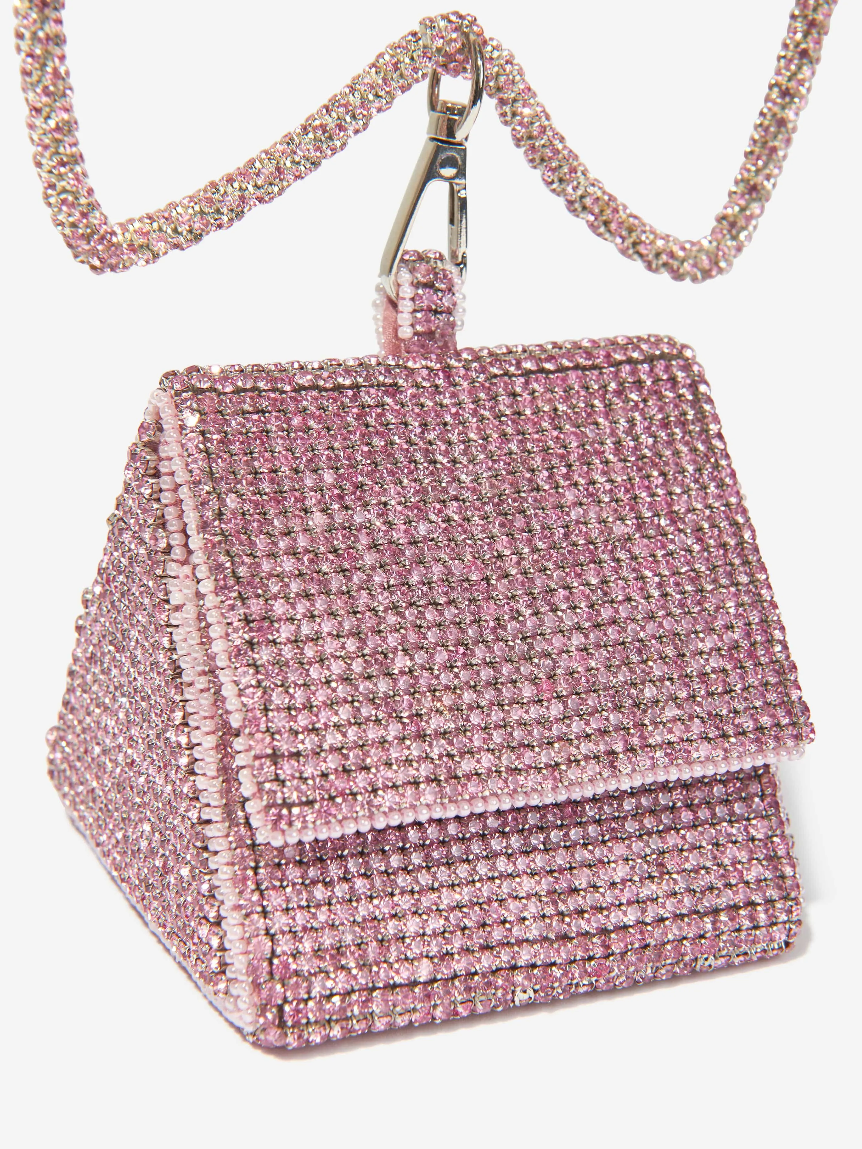 Maison Ava Girls Rhinestone Bow Bag in Pink (12.5cm)