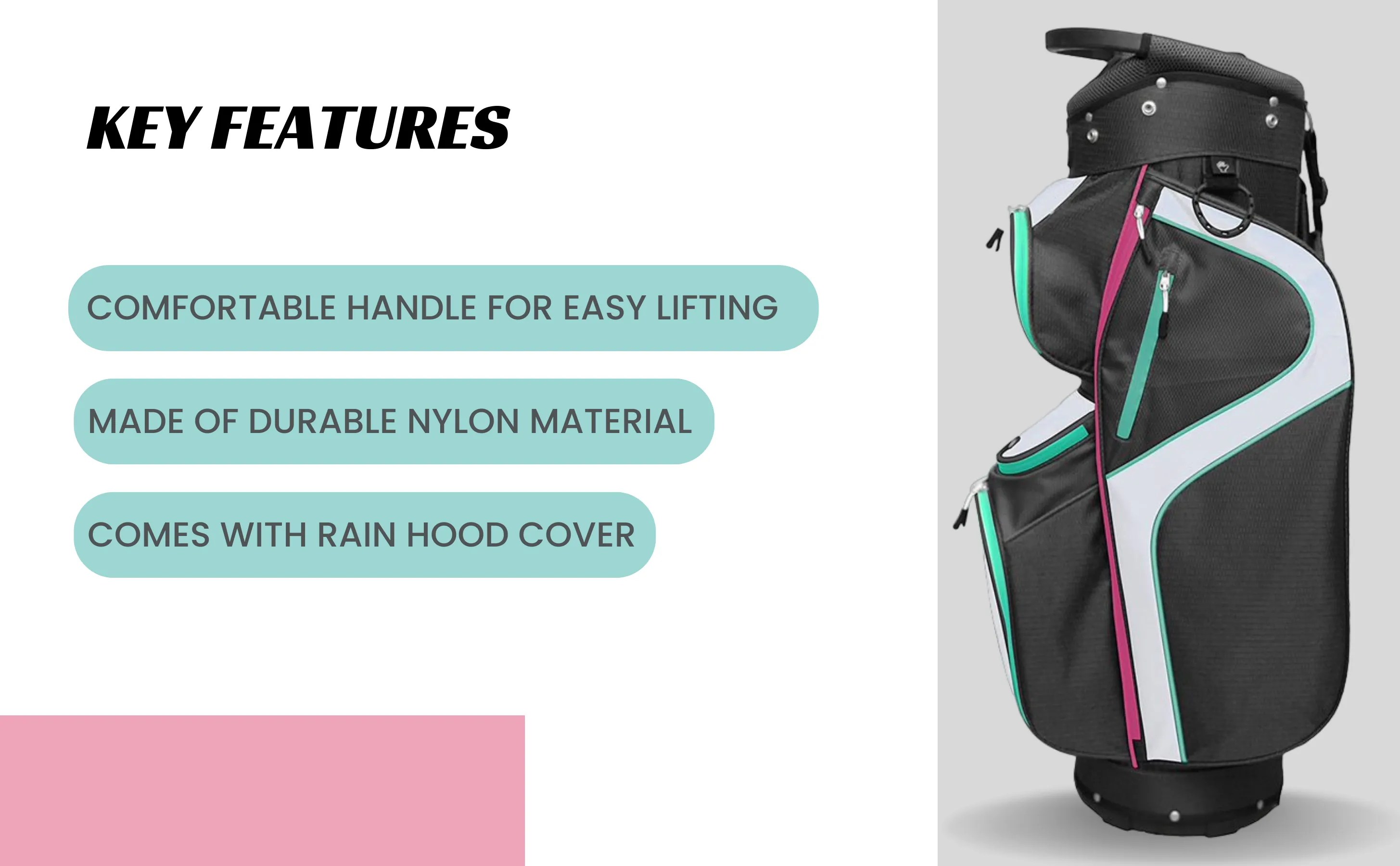 Majek Black White Teal Pink Golf Bag 9 inch 14-Way Friendly Separator Top