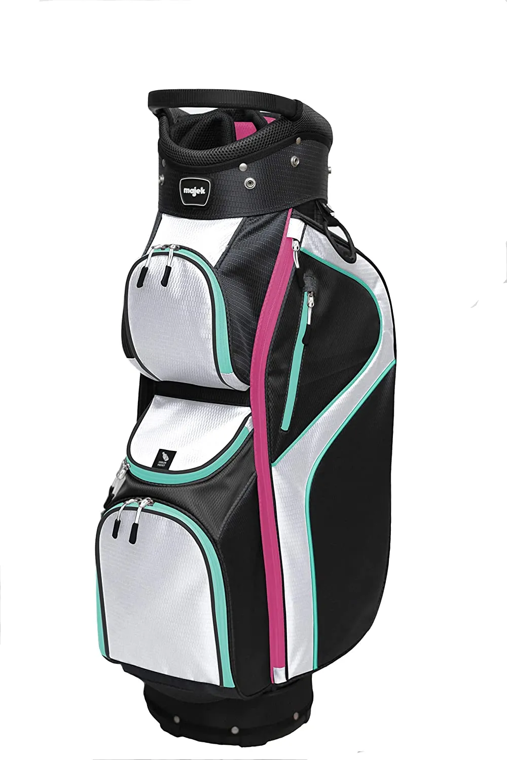 Majek Black White Teal Pink Golf Bag 9 inch 14-Way Friendly Separator Top