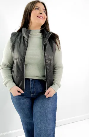 Make It Yours Mock Leather Puffer Vest