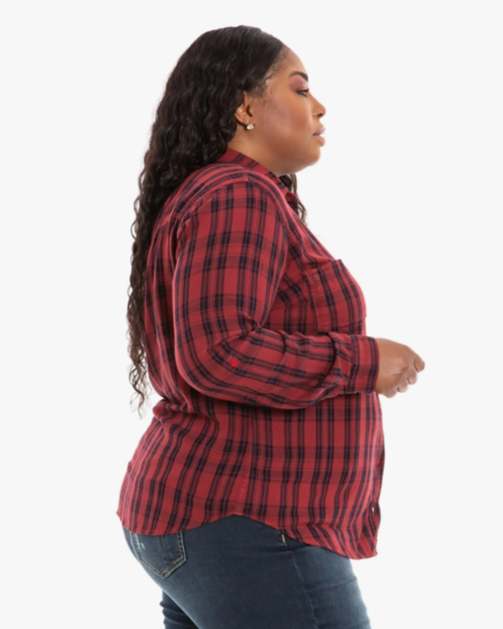 Makena Plaid Western Shirt | BURGUNDY