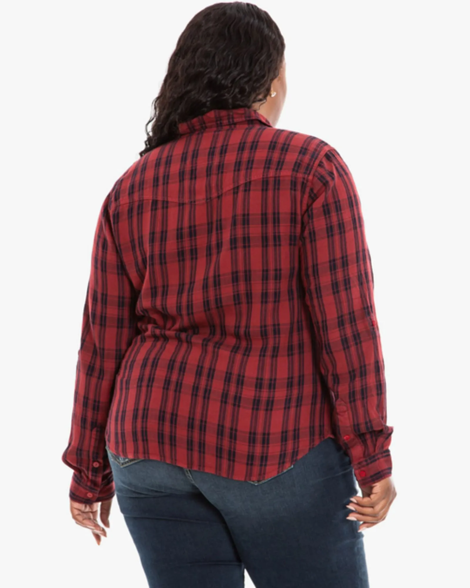 Makena Plaid Western Shirt | BURGUNDY