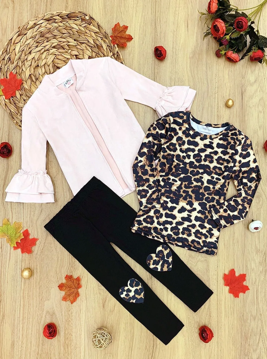 Making Boss Moves Leopard Top, Leggings and Jacket Set
