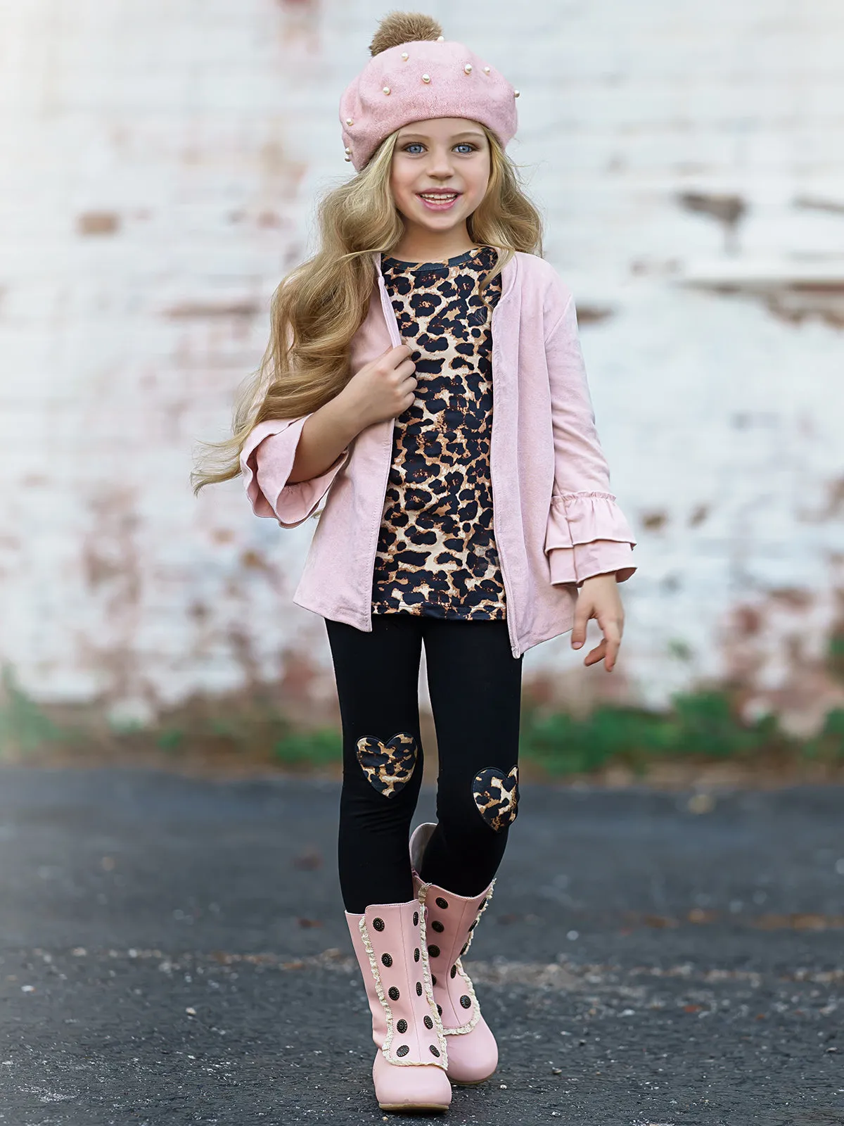 Making Boss Moves Leopard Top, Leggings and Jacket Set