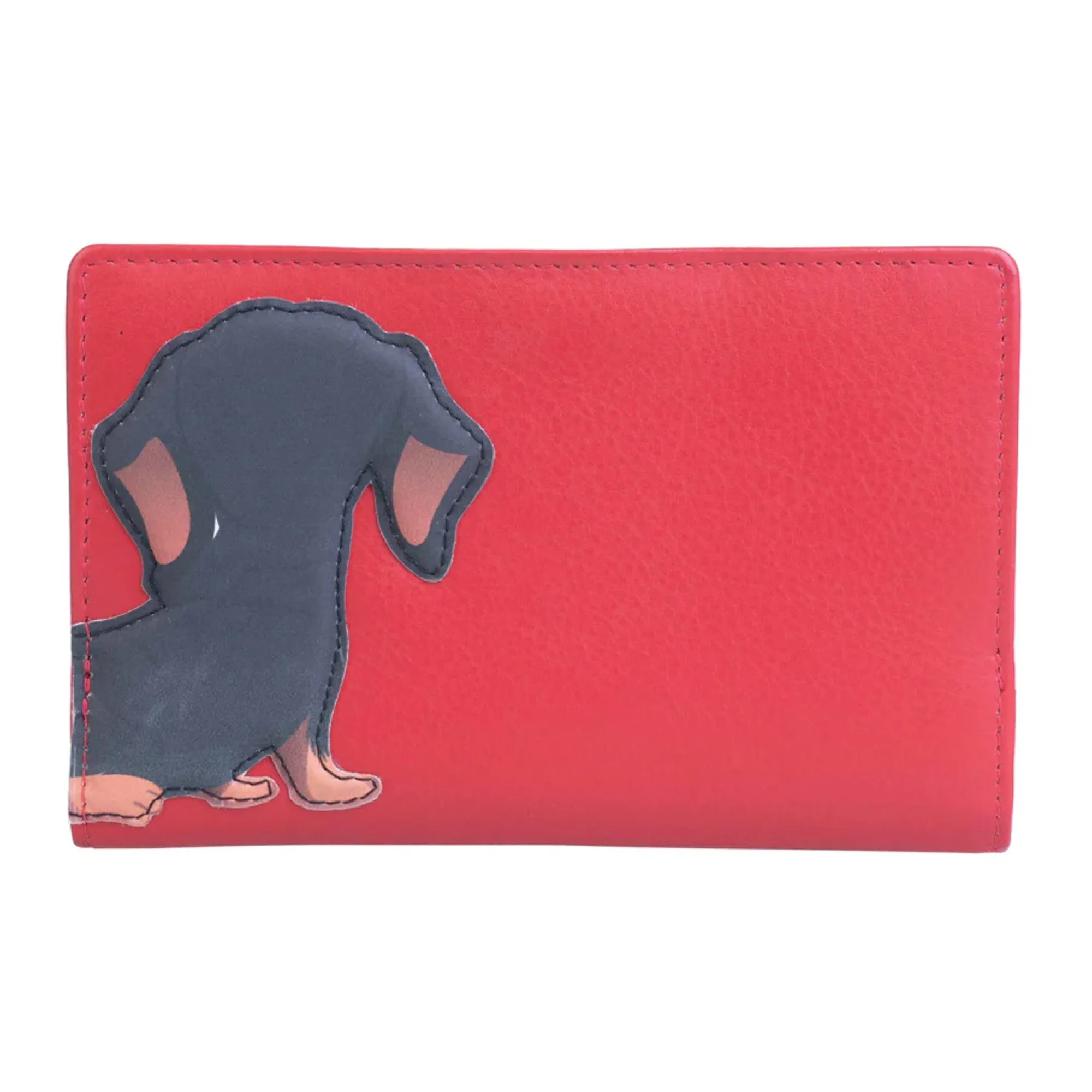 Mala Leather Red Frank the Dachshund Compact Purse