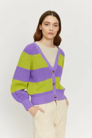 Mala Striped Cardigan Purple/Green