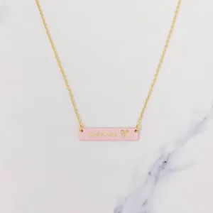 Mama Bar Heart Necklace: Pink