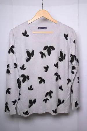 M&S Grey Sweater with Black Butterfly Print