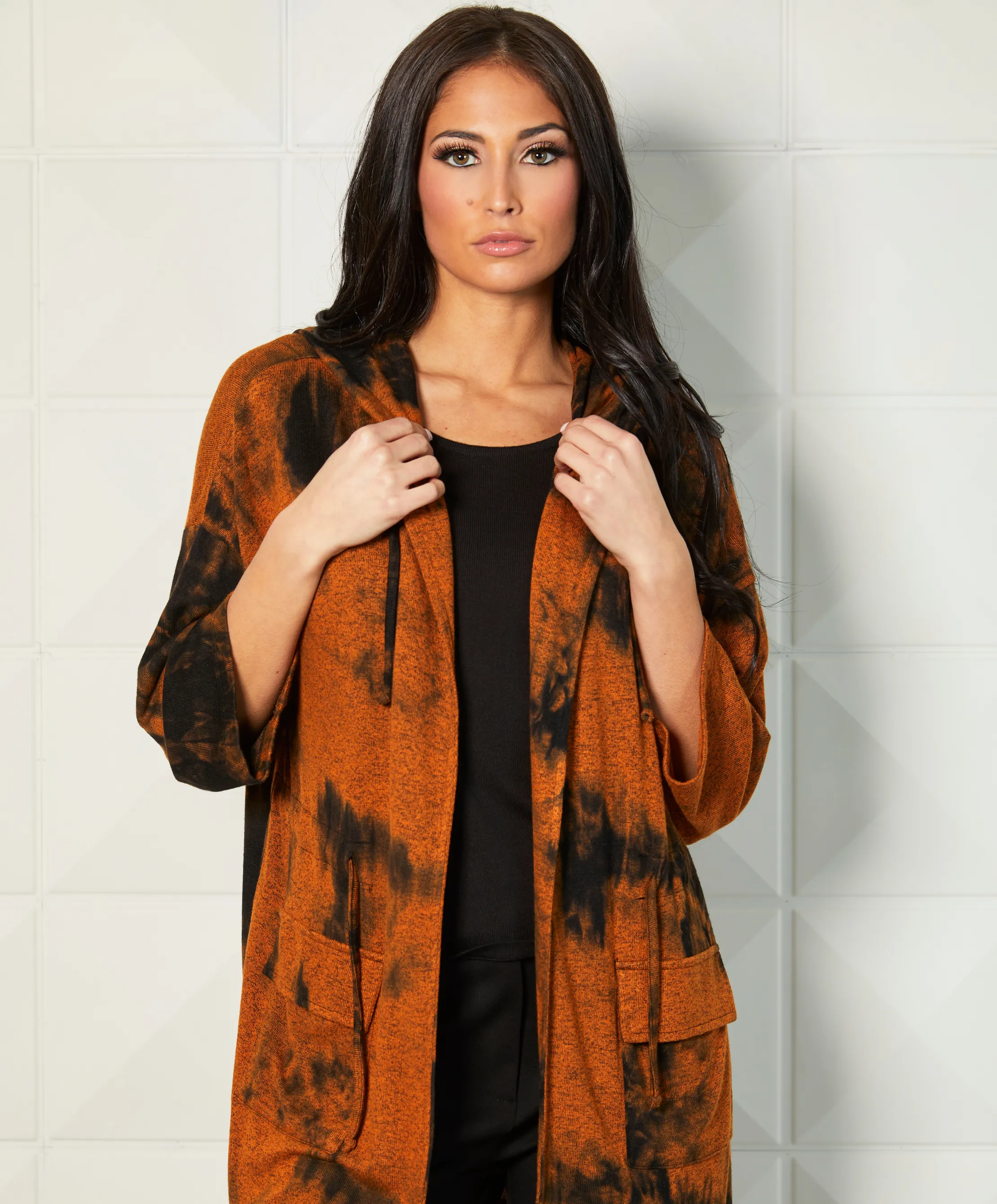 Marble Wash Drawstring Cardigan