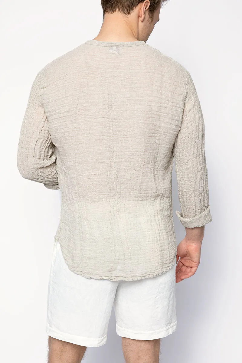 Marco Brushed Linen Shirt in Naturale