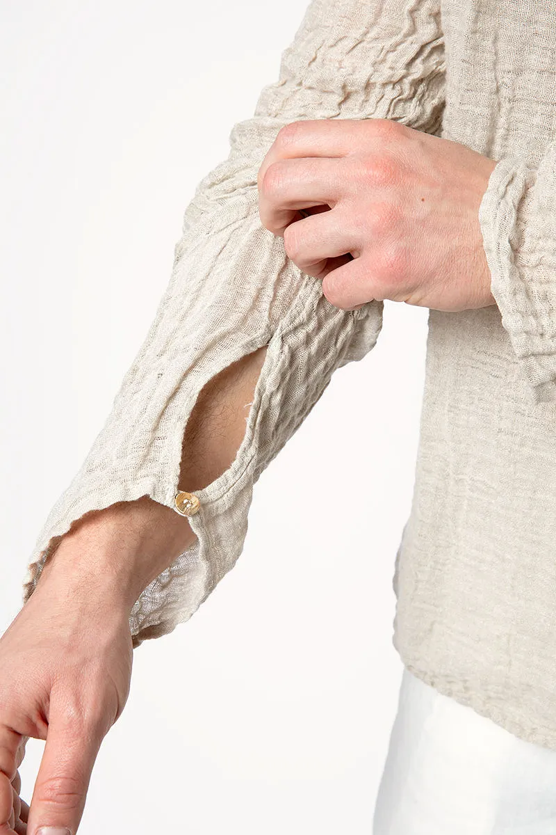 Marco Brushed Linen Shirt in Naturale