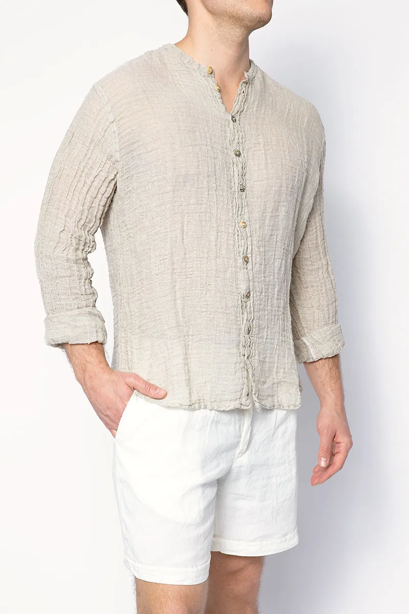 Marco Brushed Linen Shirt in Naturale