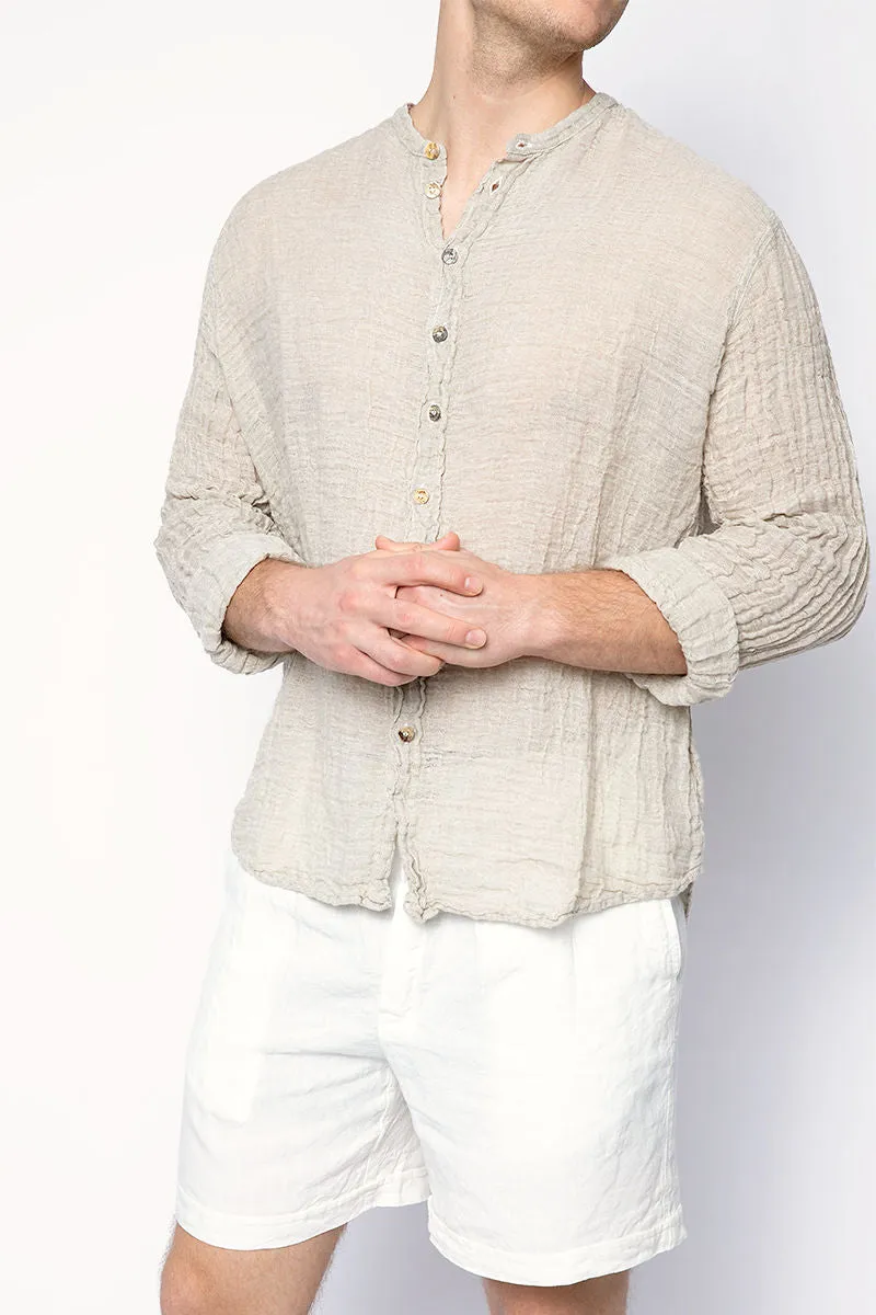 Marco Brushed Linen Shirt in Naturale