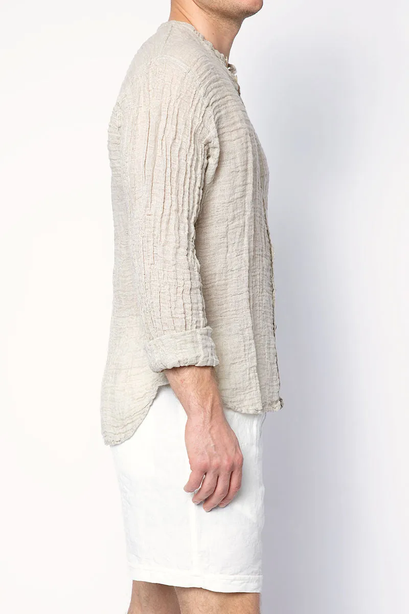 Marco Brushed Linen Shirt in Naturale