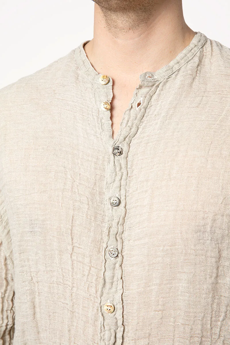 Marco Brushed Linen Shirt in Naturale