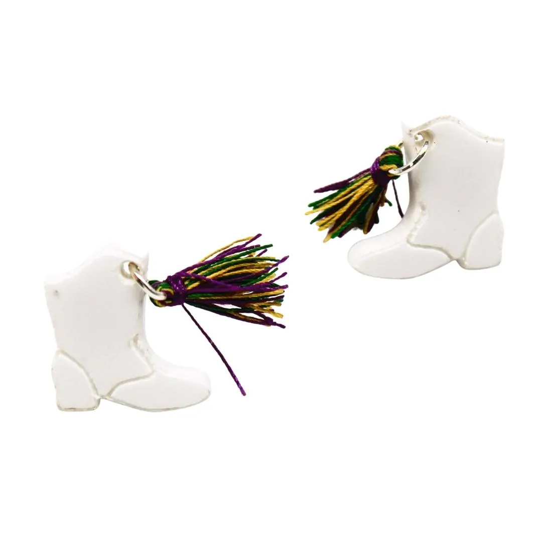 Mardi Gras Marching Boots Acrylic Earrings (Pair)