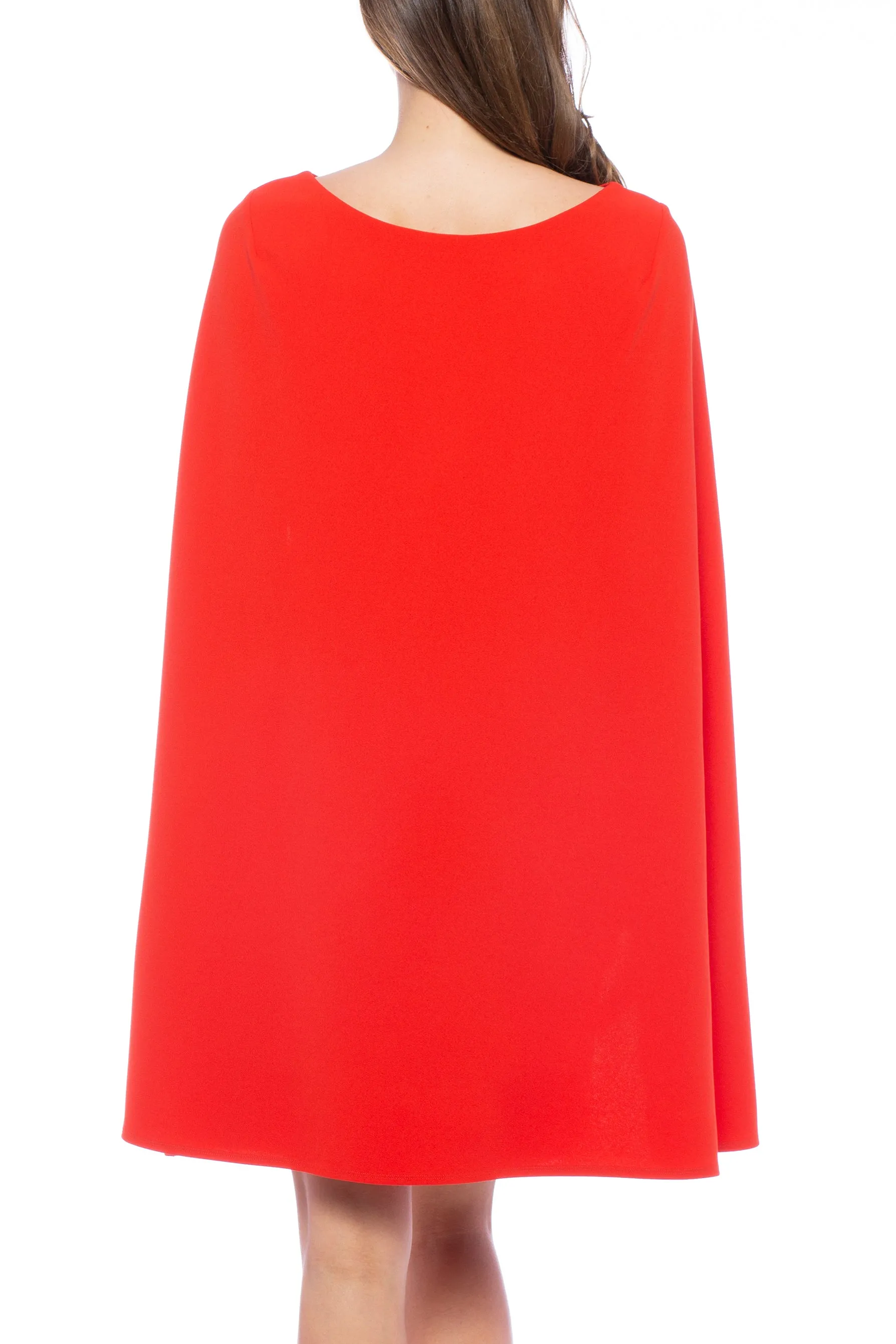 Marina Cape Back Round Neckline Crepe Stone Detail Dress